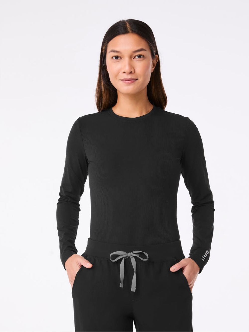 Figs ribbed long sleeve underscrub top